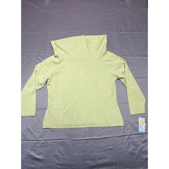 nordsrtom encore off the shoulder sweater size 2x heathered lime 100% cashmere - Picture 1 of 16